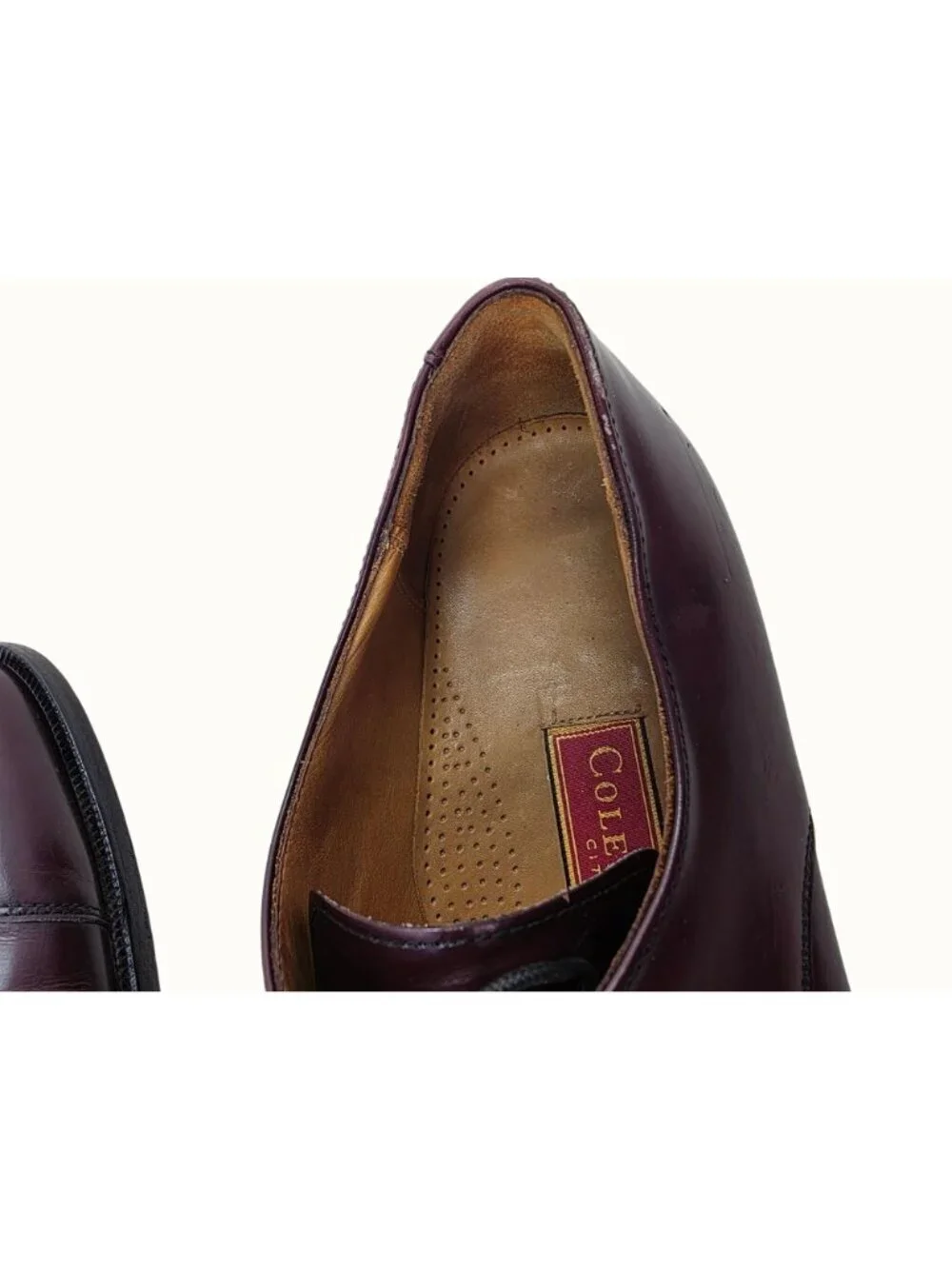 Cole Haan Mens Dress Shoes 12D Burgundy Leather Oxford Vintage Made in India